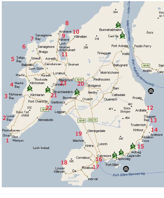 Islay Beaches Map 